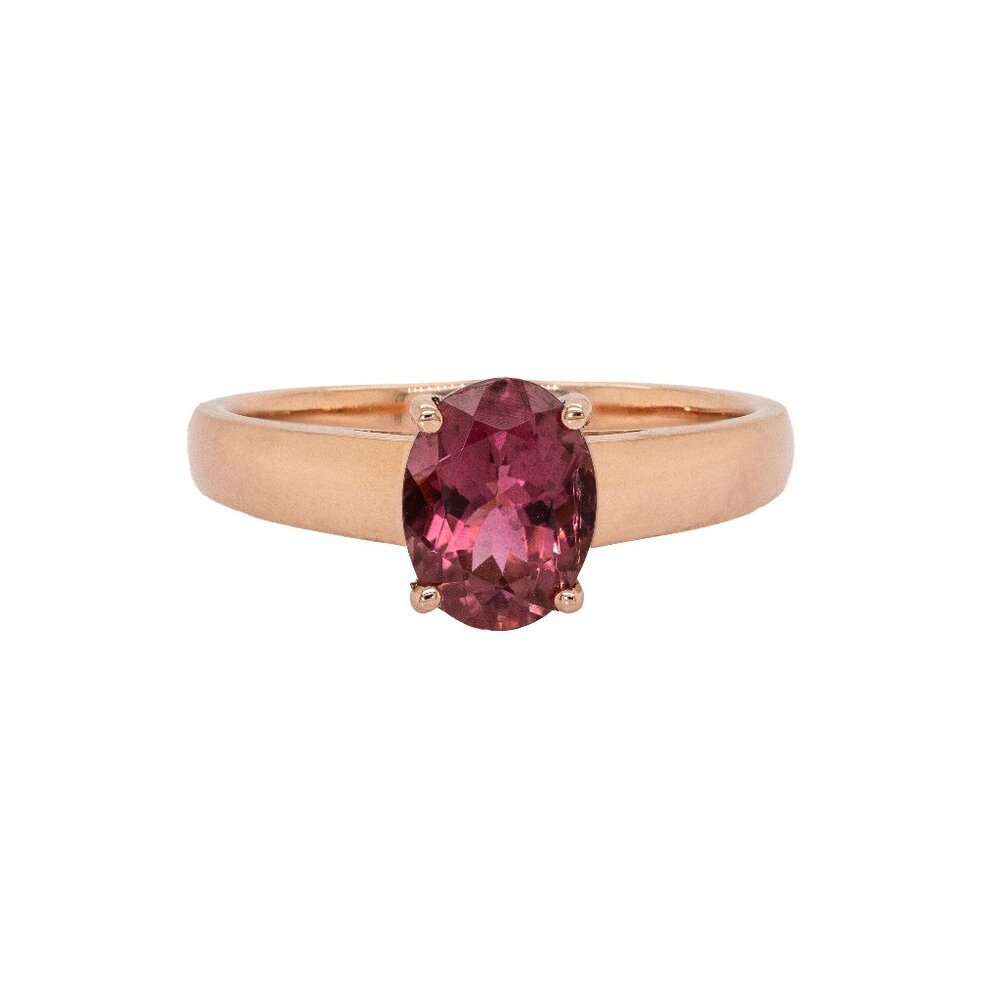 1.2cts Brazilian Pink Tourmaline Ring in Solid 14K Rose Gold | Solitaire Ring